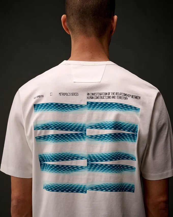 Metropolis Series – Kurzarm-T-Shirt aus merzerisiertem Jersey mit Grafikdruck