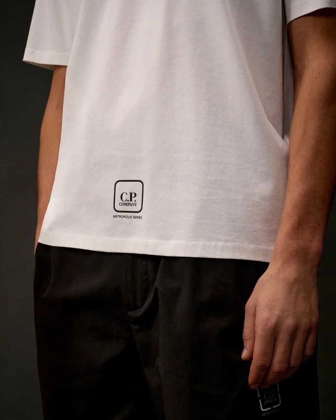 Metropolis Series – Kurzarm-T-Shirt aus merzerisiertem Jersey mit Grafikdruck