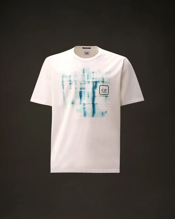 Metropolis Series: Kurzarm-T-Shirt aus merzerisiertem Jersey mit grafischem Logo