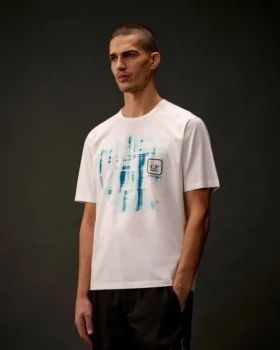 Metropolis Series: Kurzarm-T-Shirt aus merzerisiertem Jersey mit grafischem Logo