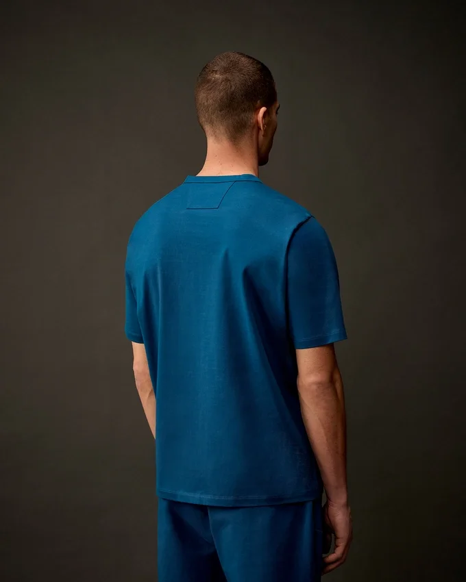 Metropolis Series – Kurzarm-T-Shirt aus merzerisiertem Jersey mit gummiertem Logo-Aufnäher