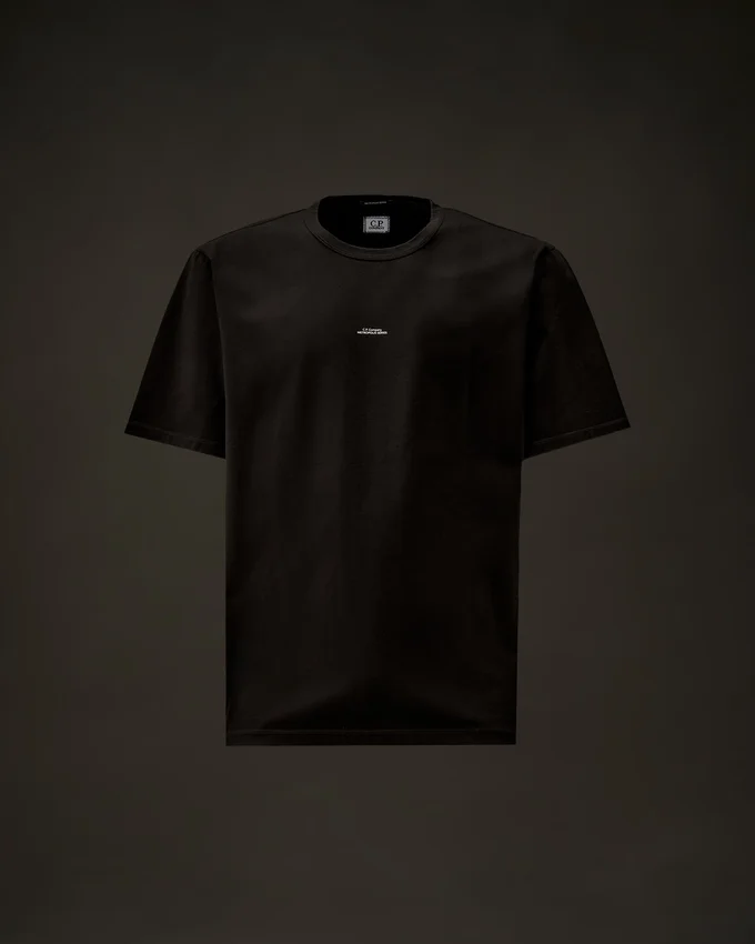 Metropolis Series: Kurzarm-T-Shirt aus merzerisiertem Jersey mit Logo auf der Brust