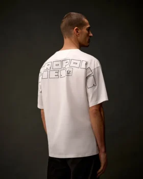 Metropolis Series: Kurzarm-T-Shirt aus merzerisiertem Jersey mit Stickerei auf dem Rücken