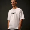 Metropolis Series: Kurzarm-T-Shirt aus merzerisiertem Jersey mit Stickerei auf dem Rücken