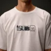 Metropolis Series: Kurzarm-T-Shirt aus merzerisiertem Jersey mit Stickerei auf dem Rücken