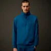 Metropolis Series: Sweatshirt aus Stretch-Fleece mit halbem Reißverschluss