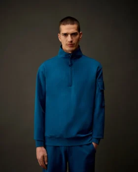Metropolis Series: Sweatshirt aus Stretch-Fleece mit halbem Reißverschluss
