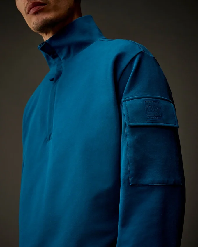 Metropolis Series: Sweatshirt aus Stretch-Fleece mit halbem Reißverschluss