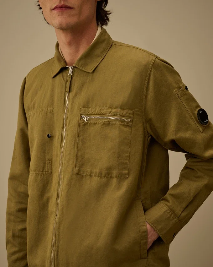 Overshirt aus Baumwolle/Leinen mit „Lens“-Reißverschluss