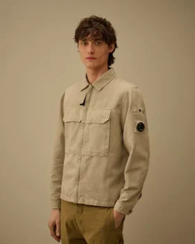 Overshirt aus Baumwolle/Leinen mit Reißverschluss für die Lens-Brille