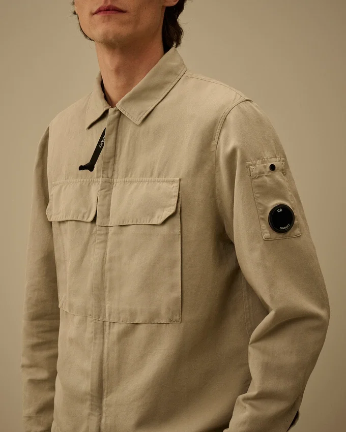 Overshirt aus Baumwolle/Leinen mit Reißverschluss für die Lens-Brille
