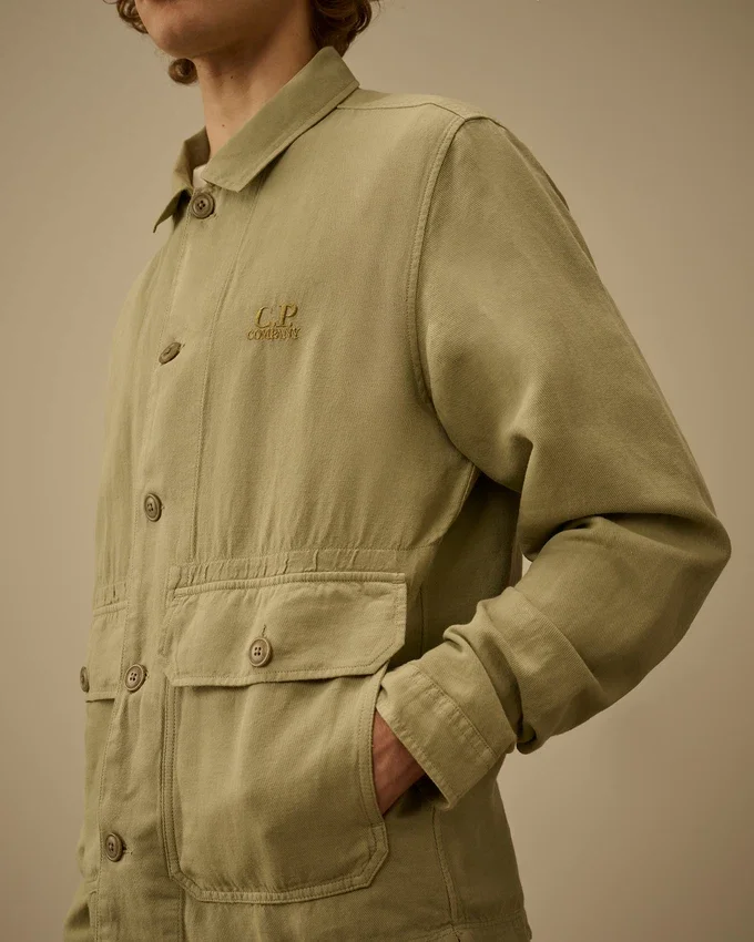 Overshirt aus gebrochenem Twill mit Knöpfen