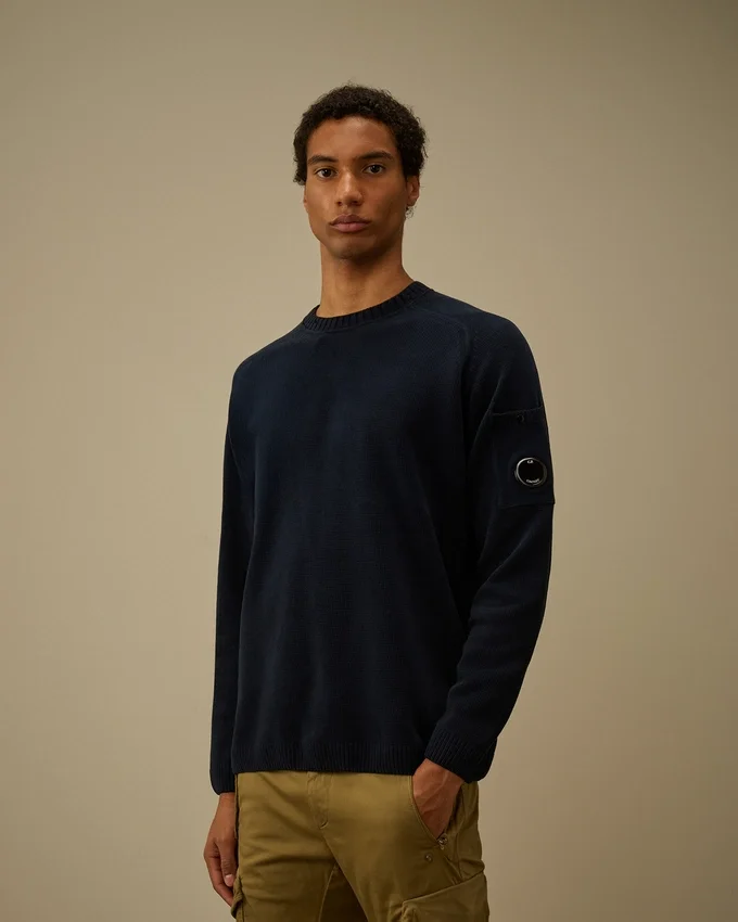 Pullover mit Rundhalsausschnitt und Lens aus Baumwoll-Chenille