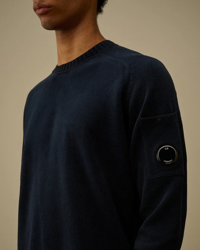 Pullover mit Rundhalsausschnitt und Lens aus Baumwoll-Chenille