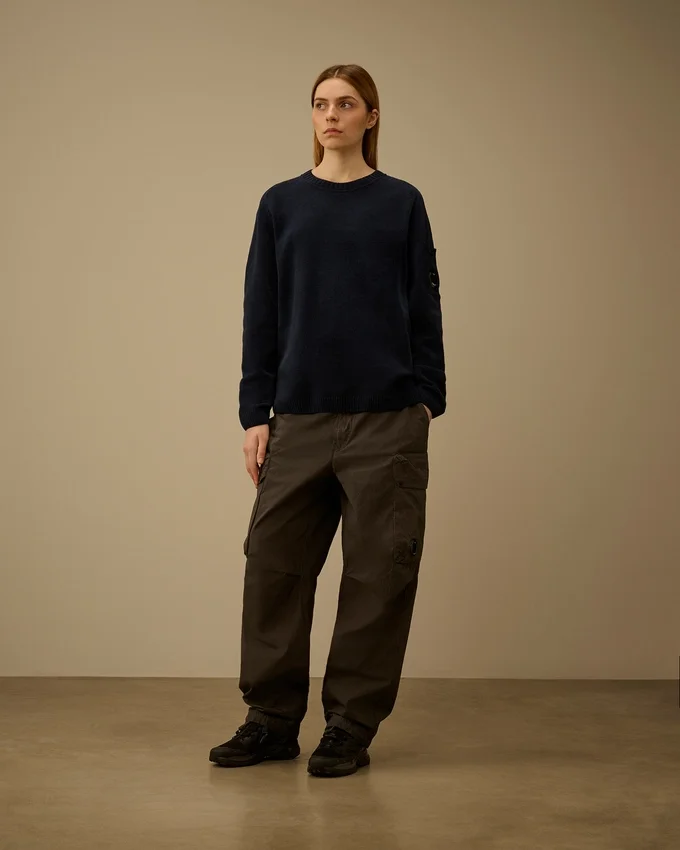 Pullover mit Rundhalsausschnitt und Lens aus Baumwoll-Chenille