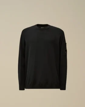 Pullover mit Rundhalsausschnitt und „Lens“-Motiv aus Baumwollkrepp