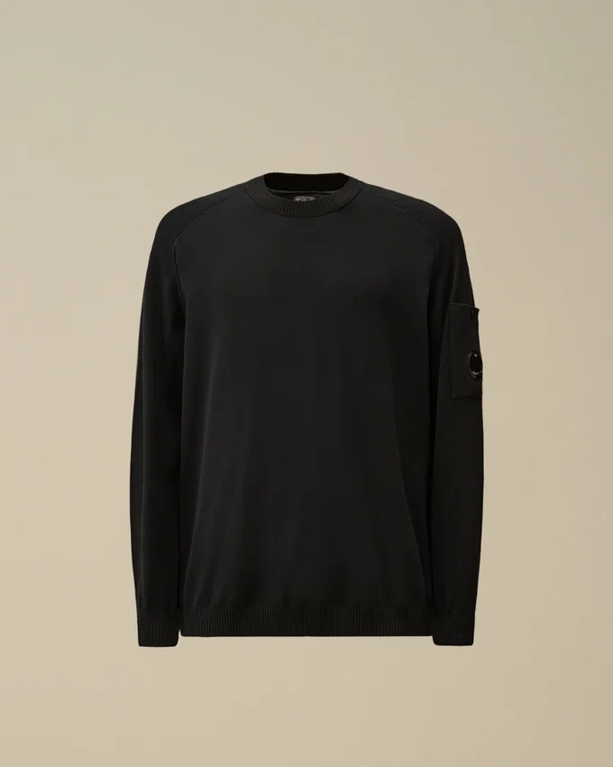 Pullover mit Rundhalsausschnitt und „Lens“-Motiv aus Baumwollkrepp