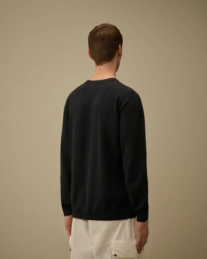 Pullover mit Rundhalsausschnitt und „Lens“-Motiv aus Baumwollkrepp