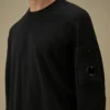 Pullover mit Rundhalsausschnitt und „Lens“-Motiv aus Baumwollkrepp
