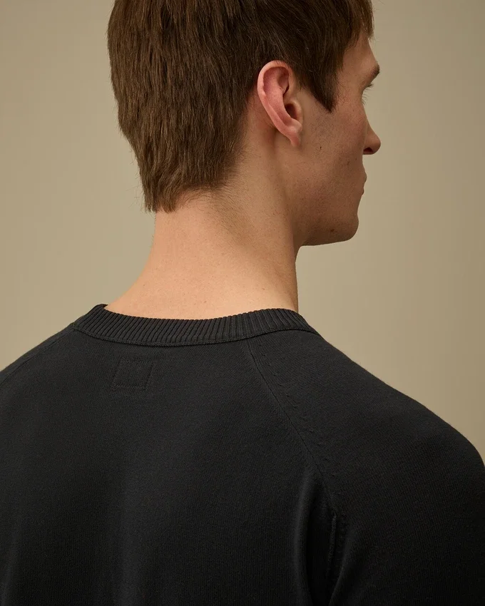 Pullover mit Rundhalsausschnitt und „Lens“-Motiv aus Baumwollkrepp