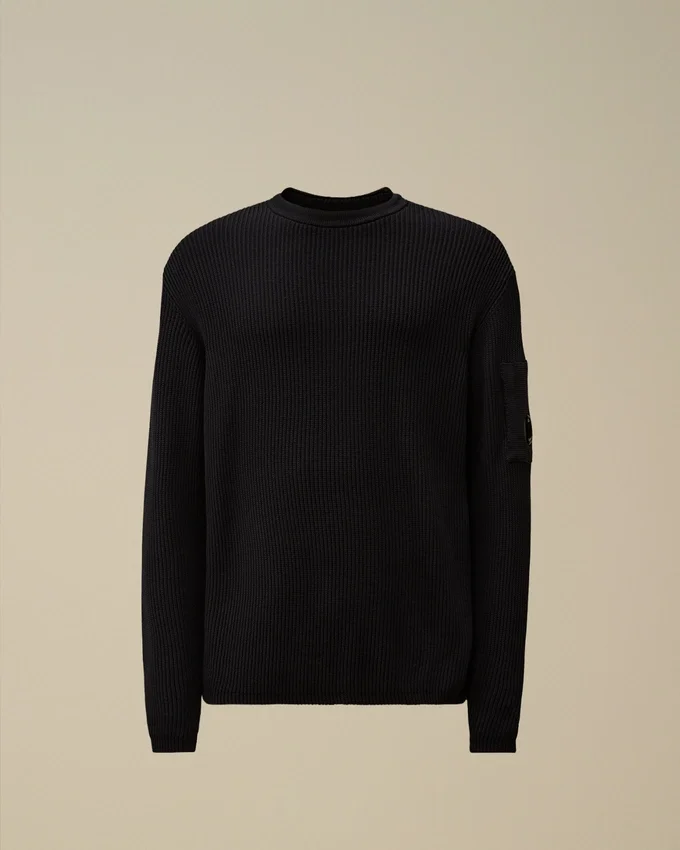 Pullover mit Rundhalsausschnitt und „Lens“-Motiv aus Sea-Island-Baumwolle mit Rippbündchen