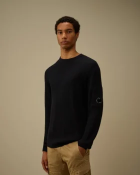 Pullover mit Rundhalsausschnitt und „Lens“-Motiv aus Sea-Island-Baumwolle mit Rippbündchen