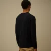 Pullover mit Rundhalsausschnitt und „Lens“-Motiv aus Sea-Island-Baumwolle mit Rippbündchen