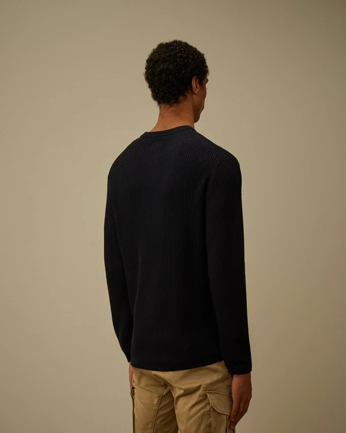 Pullover mit Rundhalsausschnitt und „Lens“-Motiv aus Sea-Island-Baumwolle mit Rippbündchen