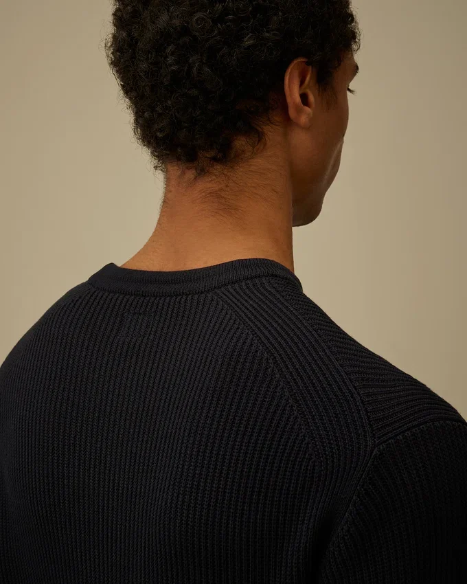 Pullover mit Rundhalsausschnitt und „Lens“-Motiv aus Sea-Island-Baumwolle mit Rippbündchen