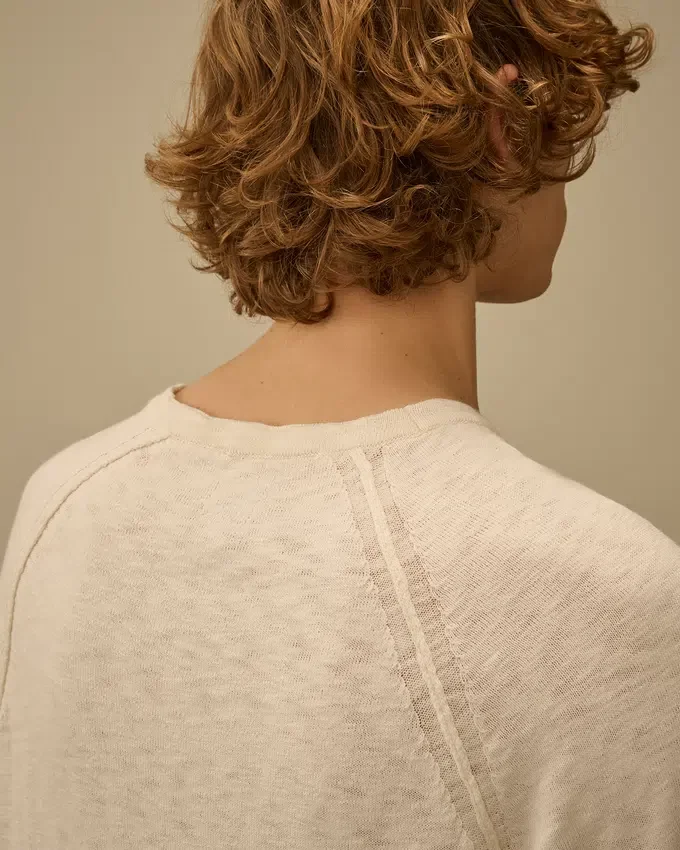 Raglan-Pullover mit Rundhalsausschnitt aus Baumwolle/Nylon
