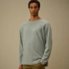 Schweres, pigmentgefärbtes Sweatshirt mit Stehkragen aus Piqué