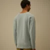 Schweres, pigmentgefärbtes Sweatshirt mit Stehkragen aus Piqué