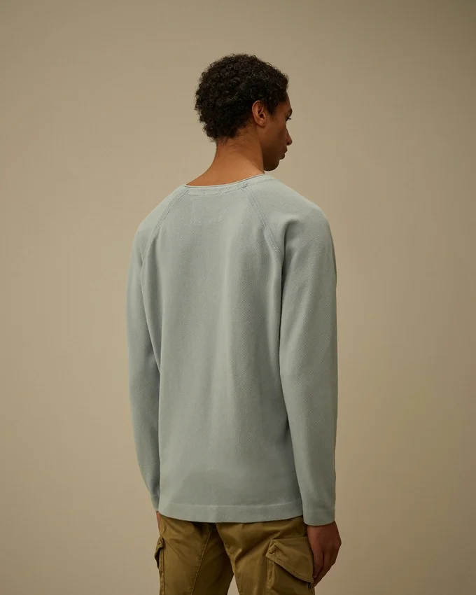 Schweres, pigmentgefärbtes Sweatshirt mit Stehkragen aus Piqué