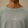 Schweres, pigmentgefärbtes Sweatshirt mit Stehkragen aus Piqué
