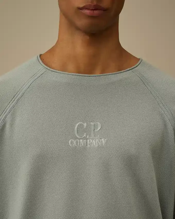 Schweres, pigmentgefärbtes Sweatshirt mit Stehkragen aus Piqué