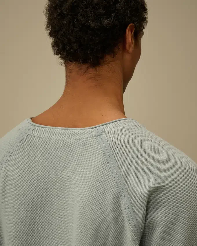 Schweres, pigmentgefärbtes Sweatshirt mit Stehkragen aus Piqué