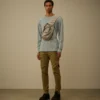 Schweres, pigmentgefärbtes Sweatshirt mit Stehkragen aus Piqué