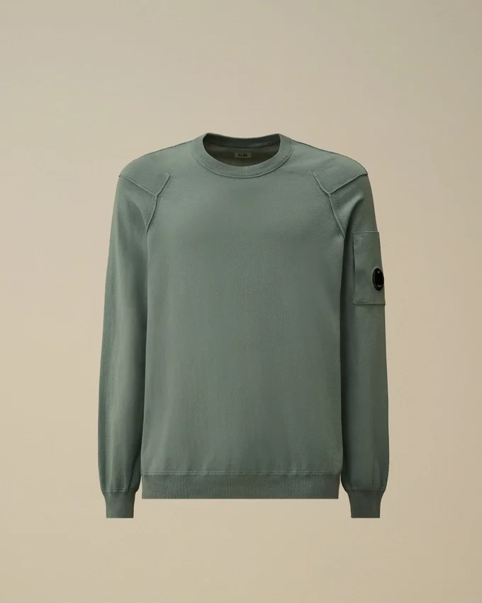 Sea-Island-Baumwoll-Pullover mit Rundhalsausschnitt und Linsen-Motiv