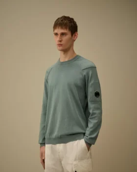 Sea-Island-Baumwoll-Pullover mit Rundhalsausschnitt und Linsen-Motiv