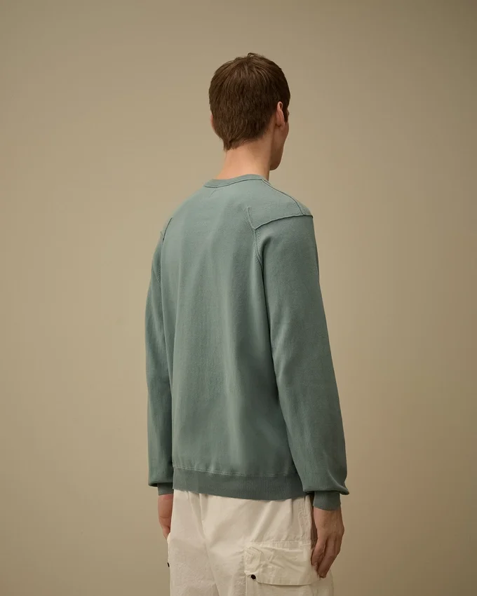 Sea-Island-Baumwoll-Pullover mit Rundhalsausschnitt und Linsen-Motiv