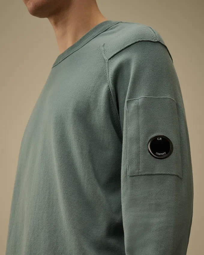 Sea-Island-Baumwoll-Pullover mit Rundhalsausschnitt und Linsen-Motiv