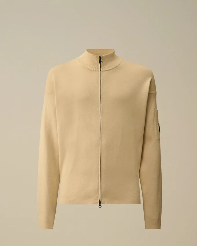 Sea-Island-Baumwoll-Strickjacke mit Reißverschluss für die Augenlinsen