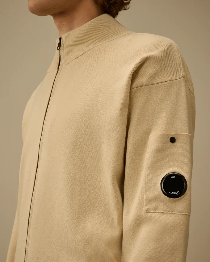 Sea-Island-Baumwoll-Strickjacke mit Reißverschluss für die Augenlinsen