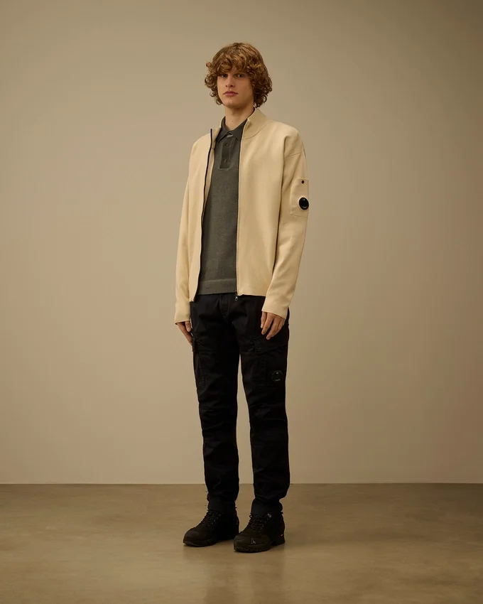 Sea-Island-Baumwoll-Strickjacke mit Reißverschluss für die Augenlinsen