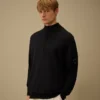 Sea-Island-Baumwollpullover mit halbem Reißverschluss und Lens-Details