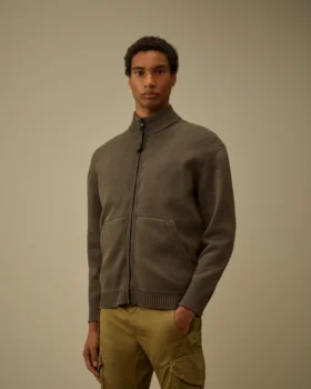 Strickjacke mit Reißverschluss aus Baumwollmischung