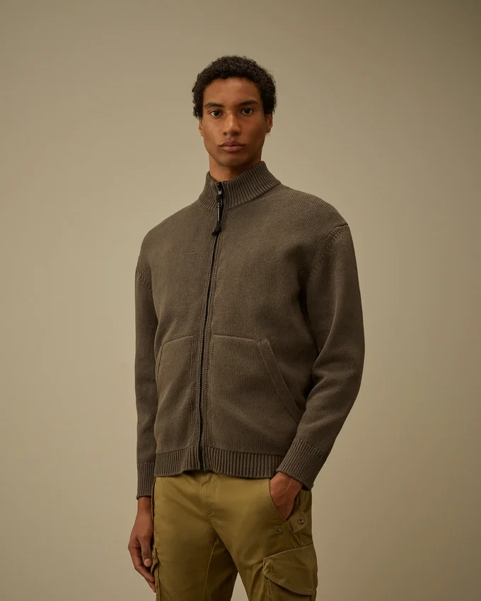 Strickjacke mit Reißverschluss aus Baumwollmischung
