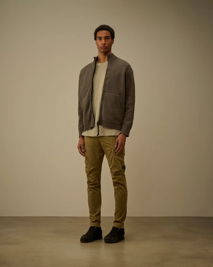 Strickjacke mit Reißverschluss aus Baumwollmischung