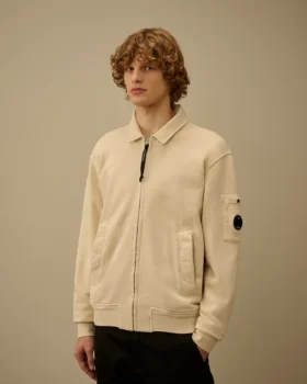 Sweatshirt aus Baumwoll-Diagonal-Fleece mit Reißverschluss und „Lens“-Motiv
