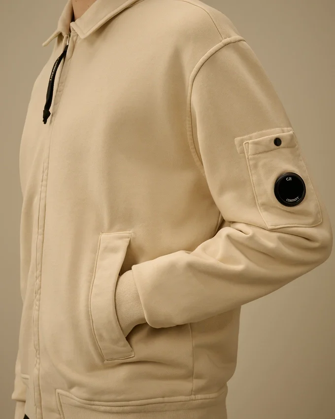Sweatshirt aus Baumwoll-Diagonal-Fleece mit Reißverschluss und „Lens“-Motiv